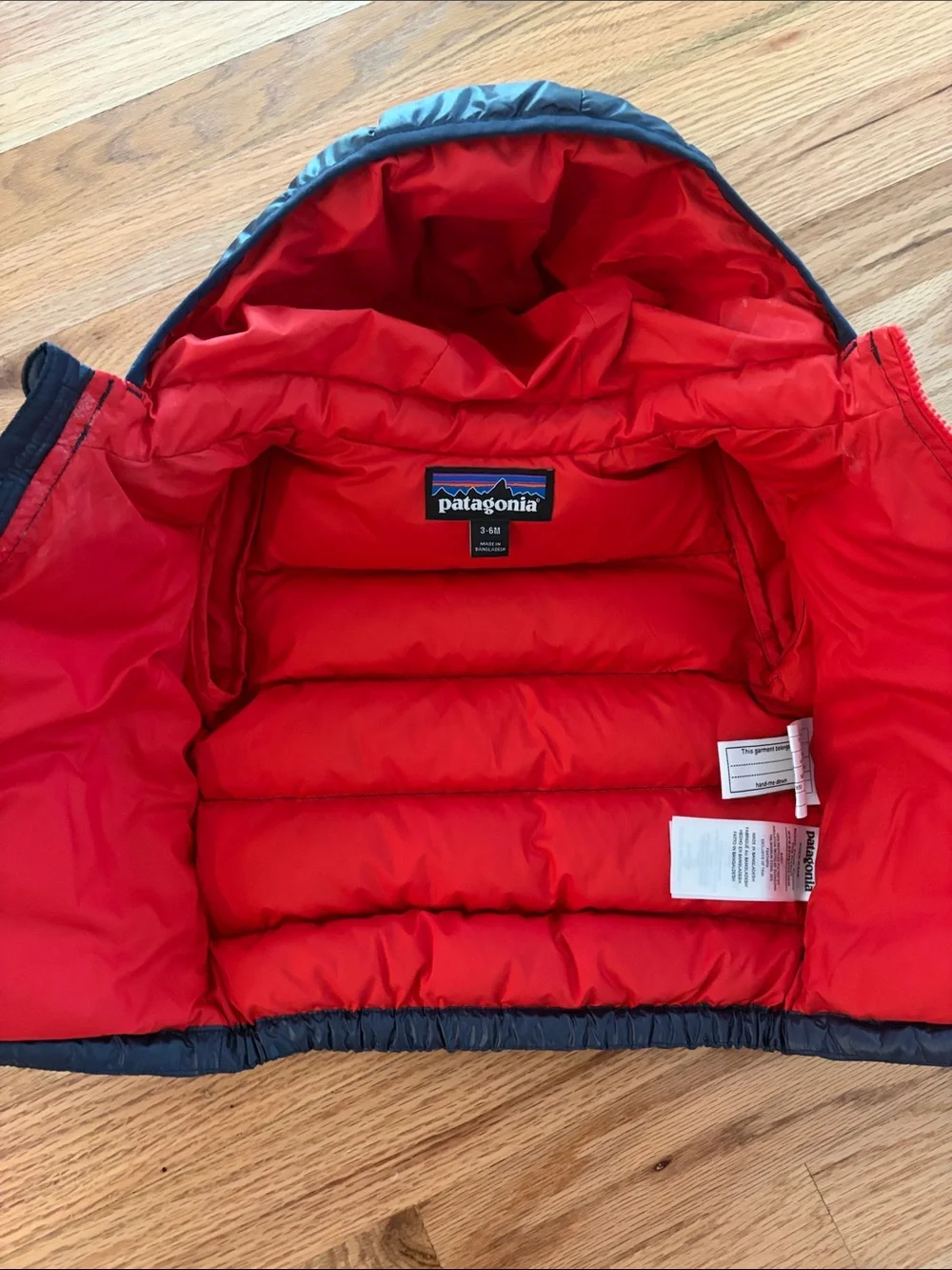 Patagonia Kids Down Puffer Jacket in Navy with Red Accents